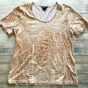 Kenneth Cole Tribal Print Beige/White T-Shirt size L